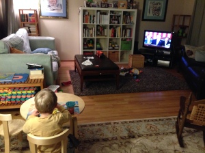 Eating his 4 cheese pumpkin lasagna while watching the State of the Union Address