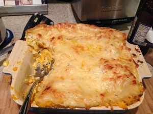 three-cheese pumpkin lasagna